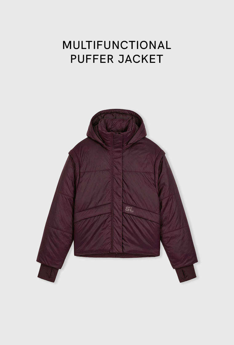 Chaqueta acolchada convertible Verbier - Aubergine-Black Limba