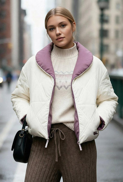 Chaqueta acolchada reversible Kai - Cream-Black Limba