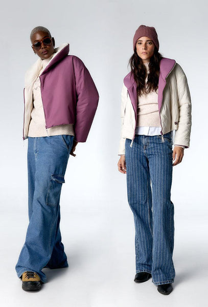 Chaqueta acolchada reversible Kai - Cream-Black Limba