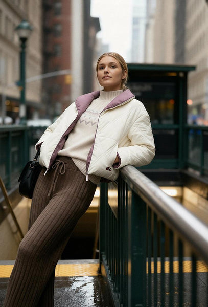 Chaqueta acolchada reversible Kai - Cream-Black Limba