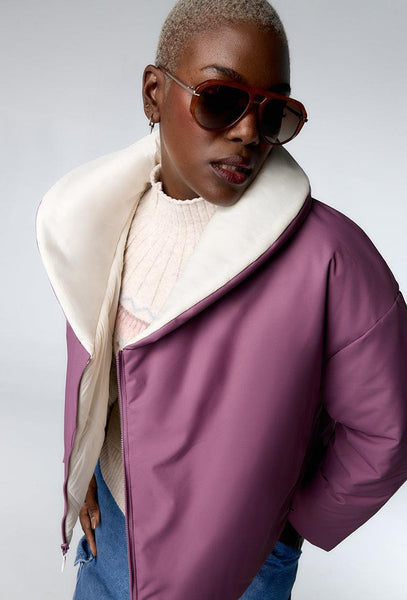 Chaqueta acolchada reversible Kai - Cream-Black Limba