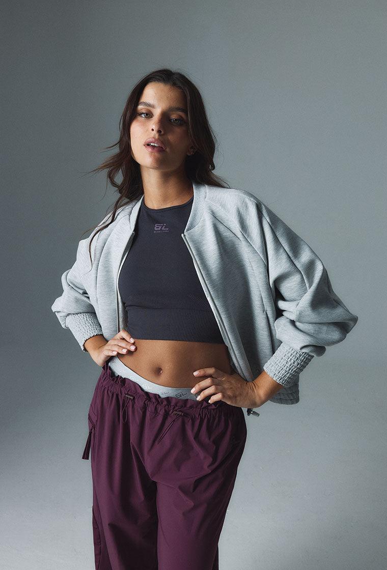 Chaqueta sudadera bomber Cloud - Grey Melange-Black Limba