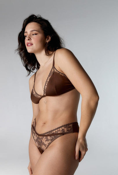 Conjunto de lencería Emilie - Dark Bronze-Black Limba