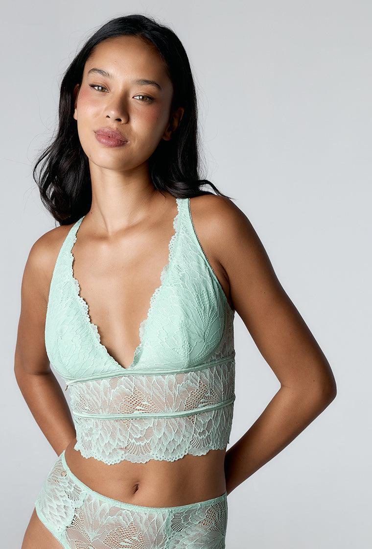 Bralette Crop top Moss - Salvia Green-Black Limba
