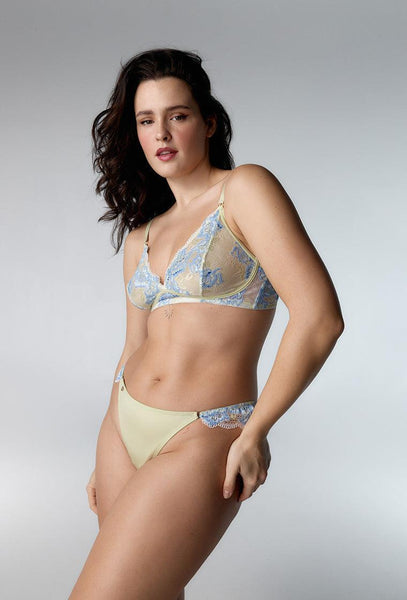 Conjunto de lencería Muse - Blue & Pistacchio-Black Limba