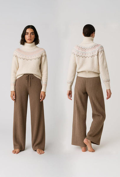 Conjunto de punto Monix - Cream & Taupe-Black Limba