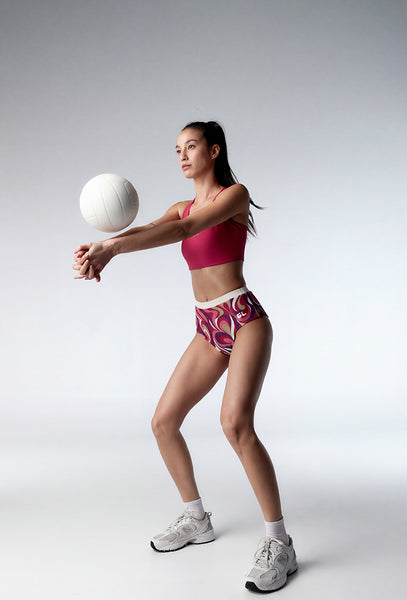 Braga bikini culotte Hiva - Burgundy print-Black Limba