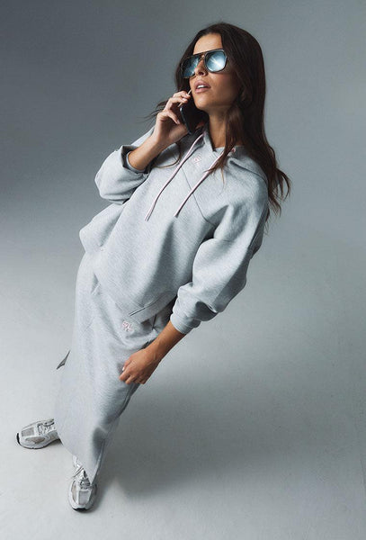 Falda midi Moon - Grey Melange-Black Limba