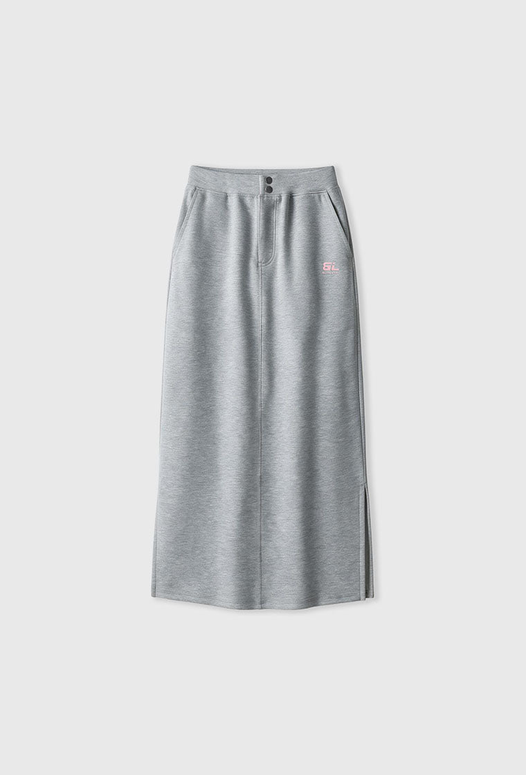 Falda midi Moon - Grey Melange-Black Limba
