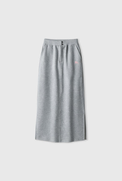 Falda midi Moon - Grey Melange-Black Limba