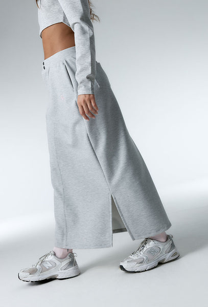 Falda midi Moon - Grey Melange-Black Limba