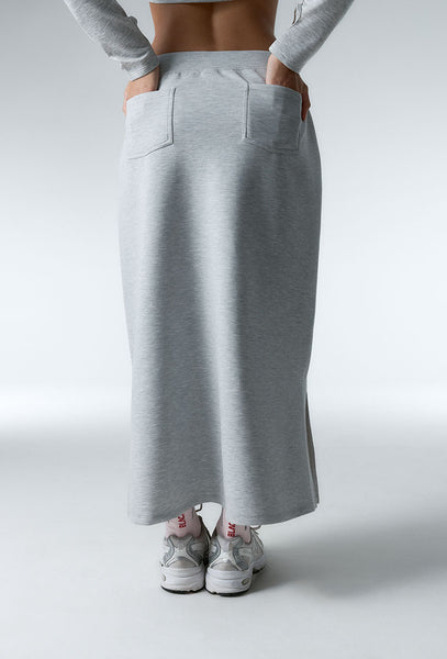 Falda midi Moon - Grey Melange-Black Limba