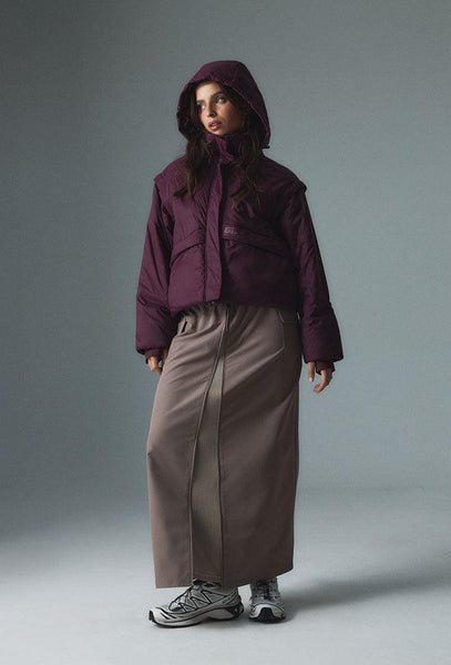 Falda midi Terra - Camel-Black Limba
