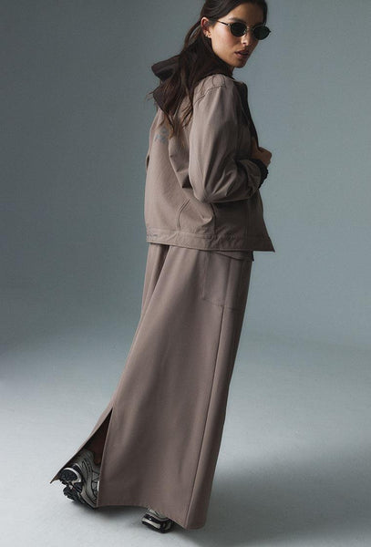 Falda midi Terra - Camel-Black Limba