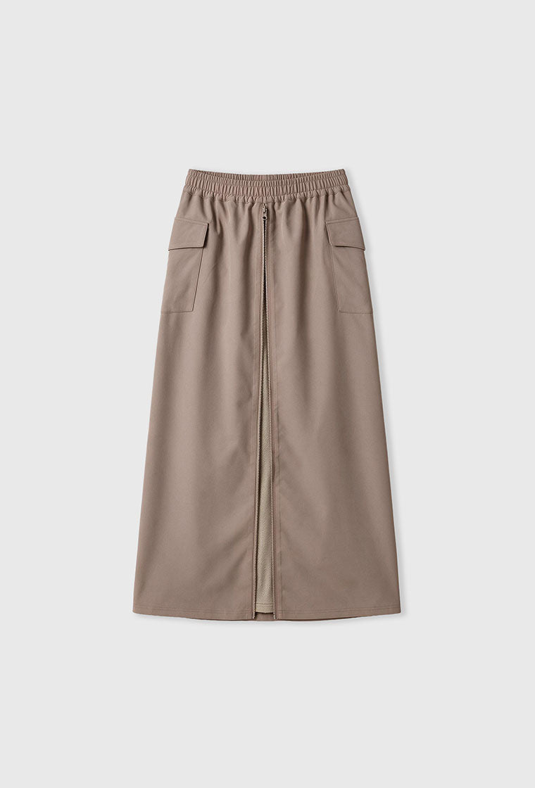 Falda midi Terra - Camel-Black Limba