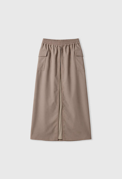 Falda midi Terra - Camel-Black Limba