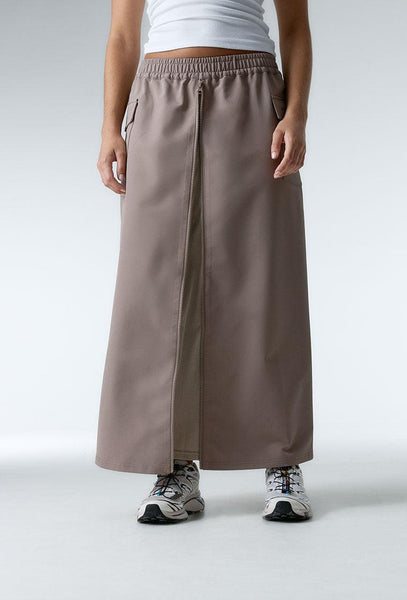 Falda midi Terra - Camel-Black Limba