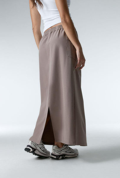 Falda midi Terra - Camel-Black Limba