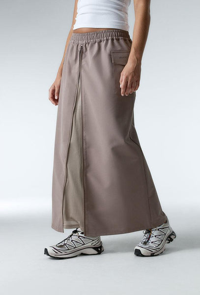 Falda midi Terra - Camel-Black Limba