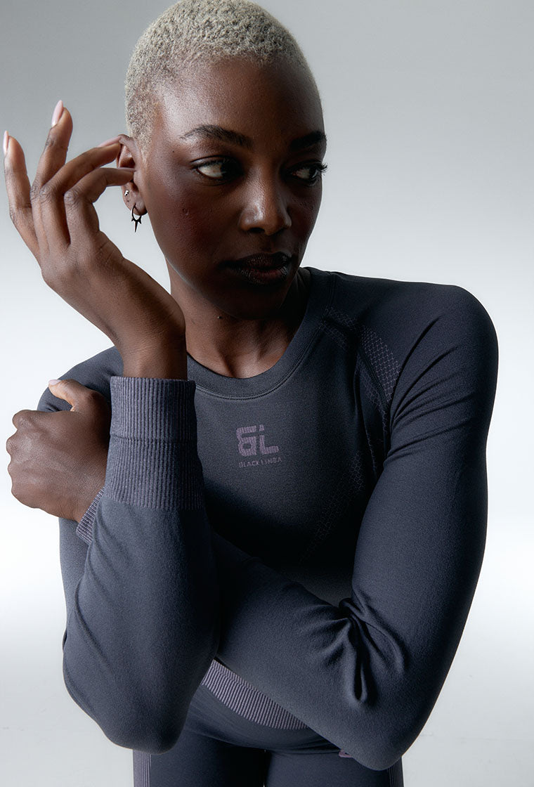 Camiseta deportiva manga larga Flex motion - Grey & lavender