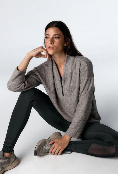 Jersey de canalé Delyn - Grey-Black Limba