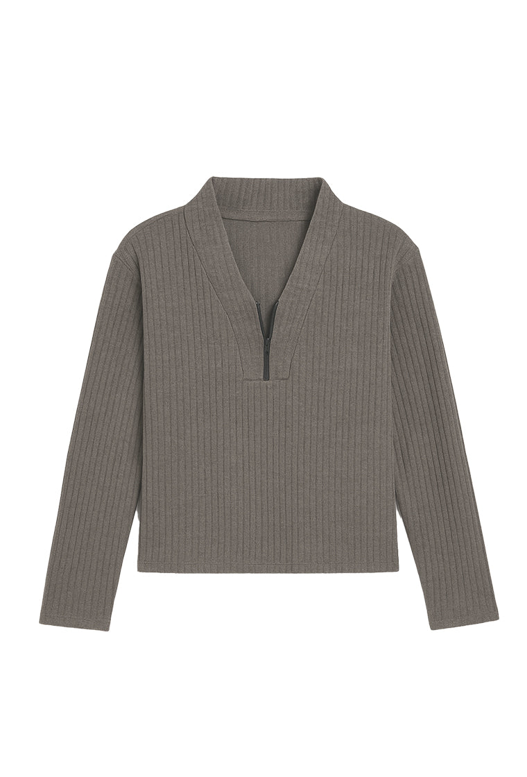 Jersey de canalé Delyn - Grey-Black Limba