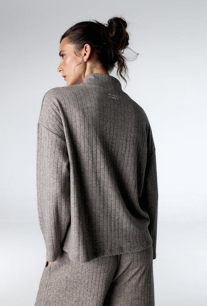 Jersey de canalé Delyn - Grey-Black Limba