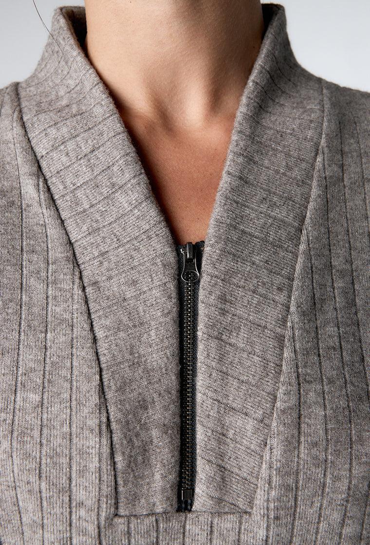 Jersey de canalé Delyn - Grey-Black Limba