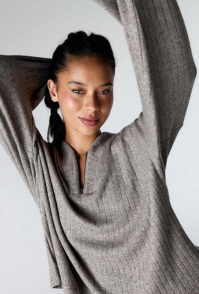 Jersey de canalé Delyn - Grey-Black Limba