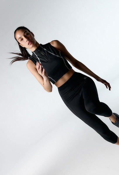 Legging deportivo alto impacto Race - Black-Black Limba