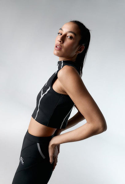 Legging deportivo alto impacto Race - Black-Black Limba