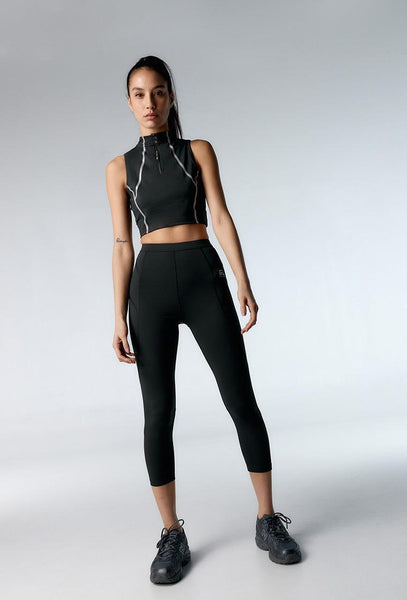 Legging deportivo alto impacto Race - Black-Black Limba