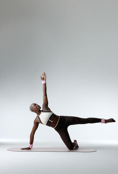 Legging deportivo alto impacto recortable Trackline - Chocolate & cream-Black Limba
