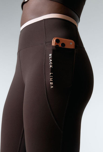 Legging deportivo alto impacto recortable Trackline - Chocolate & cream-Black Limba