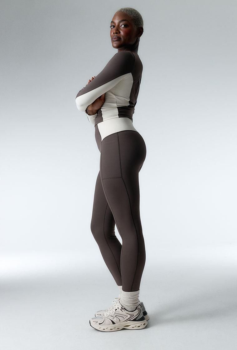 Legging deportivo bicolor Sharpline - Chocolate & Cream-Black Limba