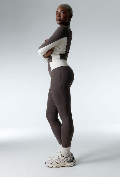 Legging deportivo bicolor Sharpline - Chocolate & Cream-Black Limba