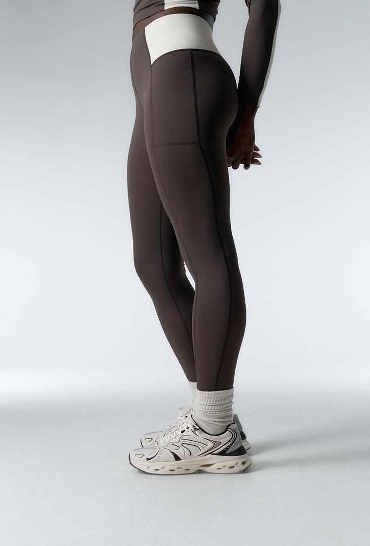 Legging deportivo bicolor Sharpline - Chocolate & Cream-Black Limba