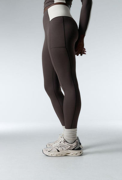 Legging deportivo bicolor Sharpline - Chocolate & Cream-Black Limba