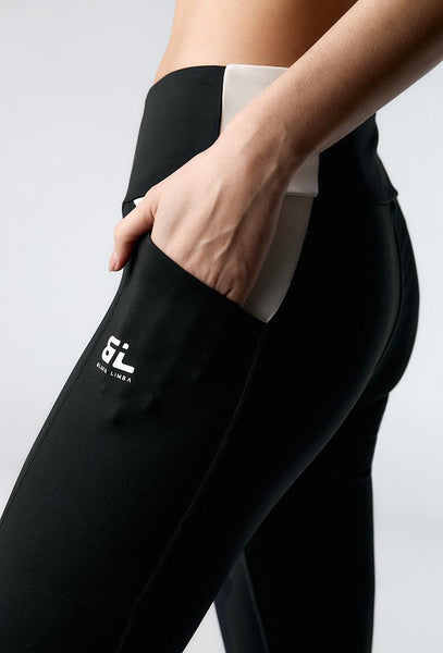 Legging deportivo compresivo Boldfit - Black & Cream-Black Limba