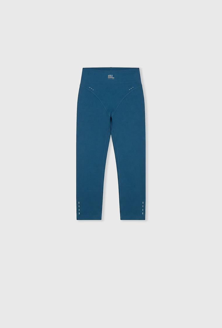 Legging deportivo compresivo capri Strong motion - Mid Blue-Black Limba