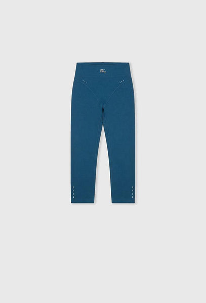 Legging deportivo compresivo capri Strong motion - Mid Blue-Black Limba