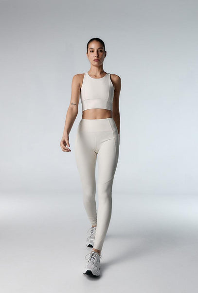 Legging deportivo compresivo recortable Diardi - Cream-Black Limba
