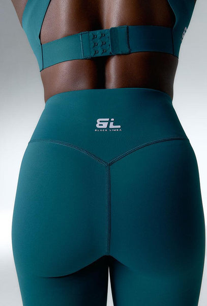 Legging deportivo compresivo recortable Impact line - Peacock-Black Limba