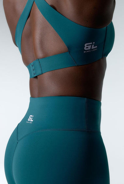 Legging deportivo compresivo recortable Impact line - Peacock-Black Limba