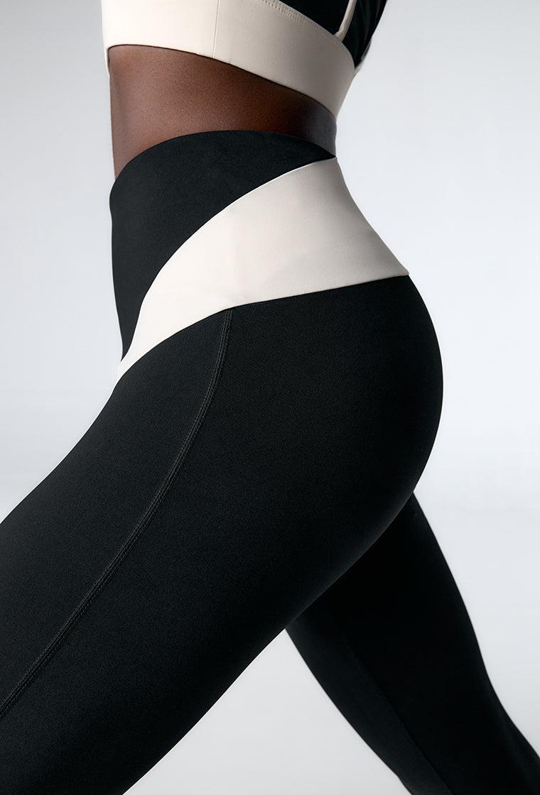 Legging deportivo compresivo recortable Torque Line - Black & Cream-Black Limba