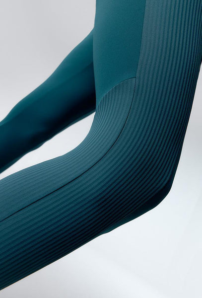 Legging deportivo compresivo y canalé Tempo - Teal-Black Limba