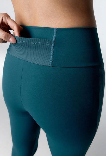 Legging deportivo compresivo y canalé Tempo - Teal-Black Limba