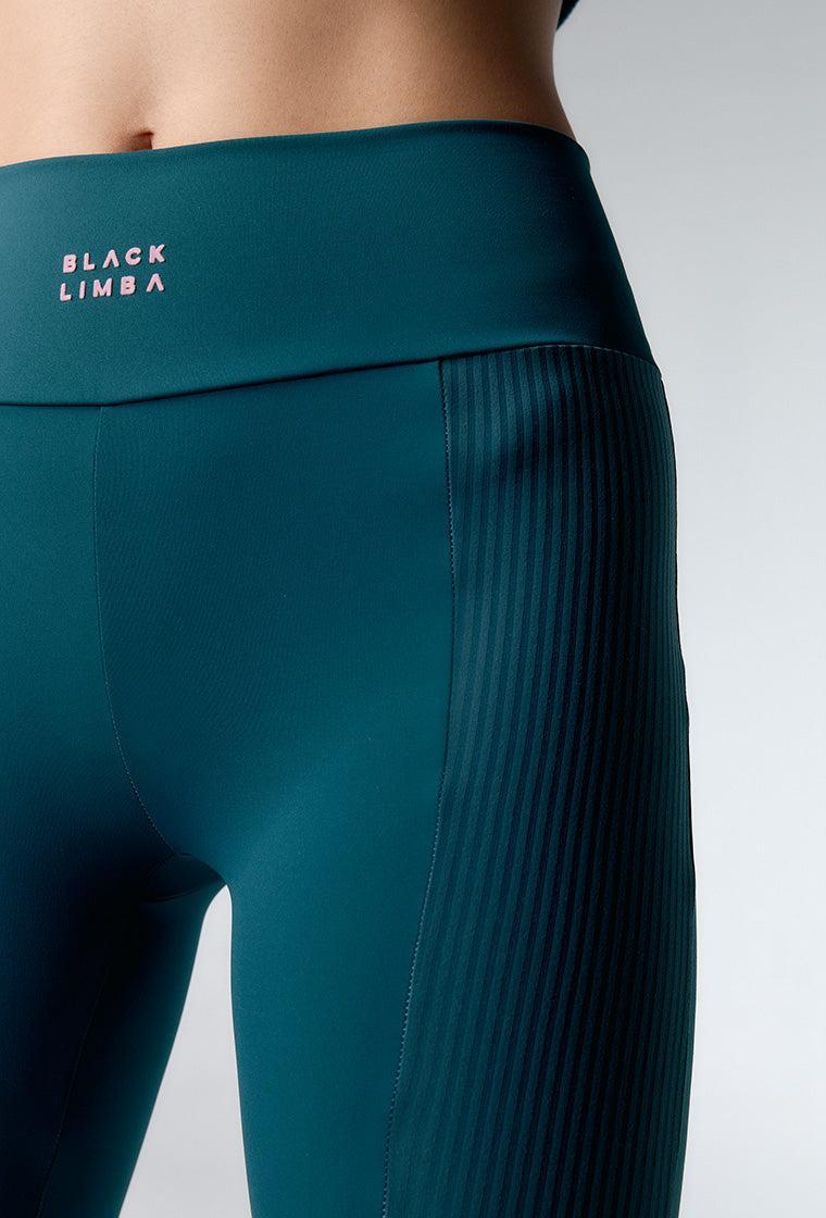Legging deportivo compresivo y canalé Tempo - Teal-Black Limba