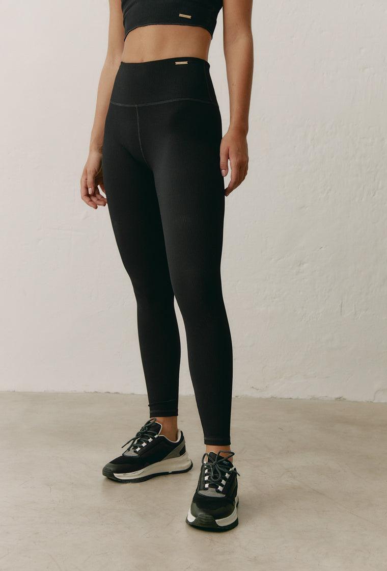 Legging deportivo de canalé Jari - Black-Black Limba