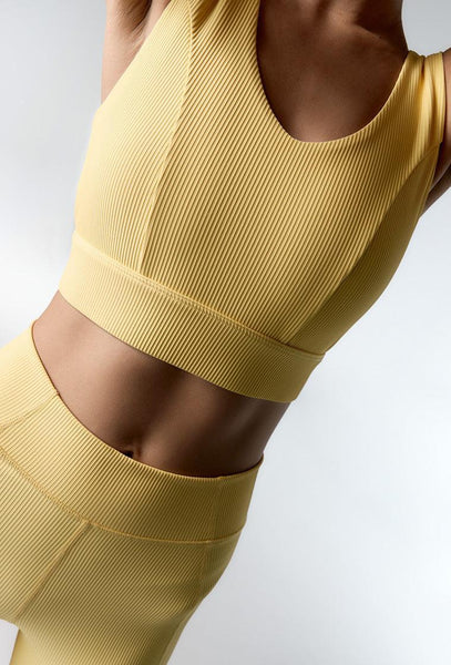 Legging deportivo de canalé Riva - Soft yellow-Black Limba